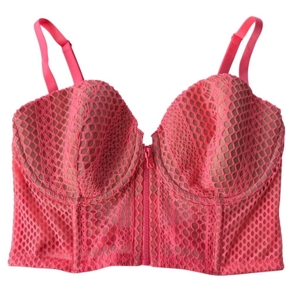 Victoria's Secret Very Sexy Lined Demi Buste Double Neon Coral Bra Size 36DD NEW